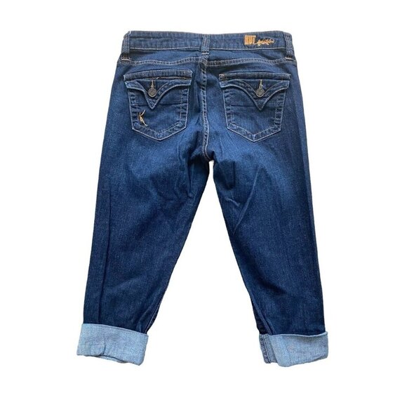 KUT‎ from the Kloth Cuffed Ankle Straight Leg Capri Crop Pant Dark Wash Jeans 2 - Picture 2 of 8